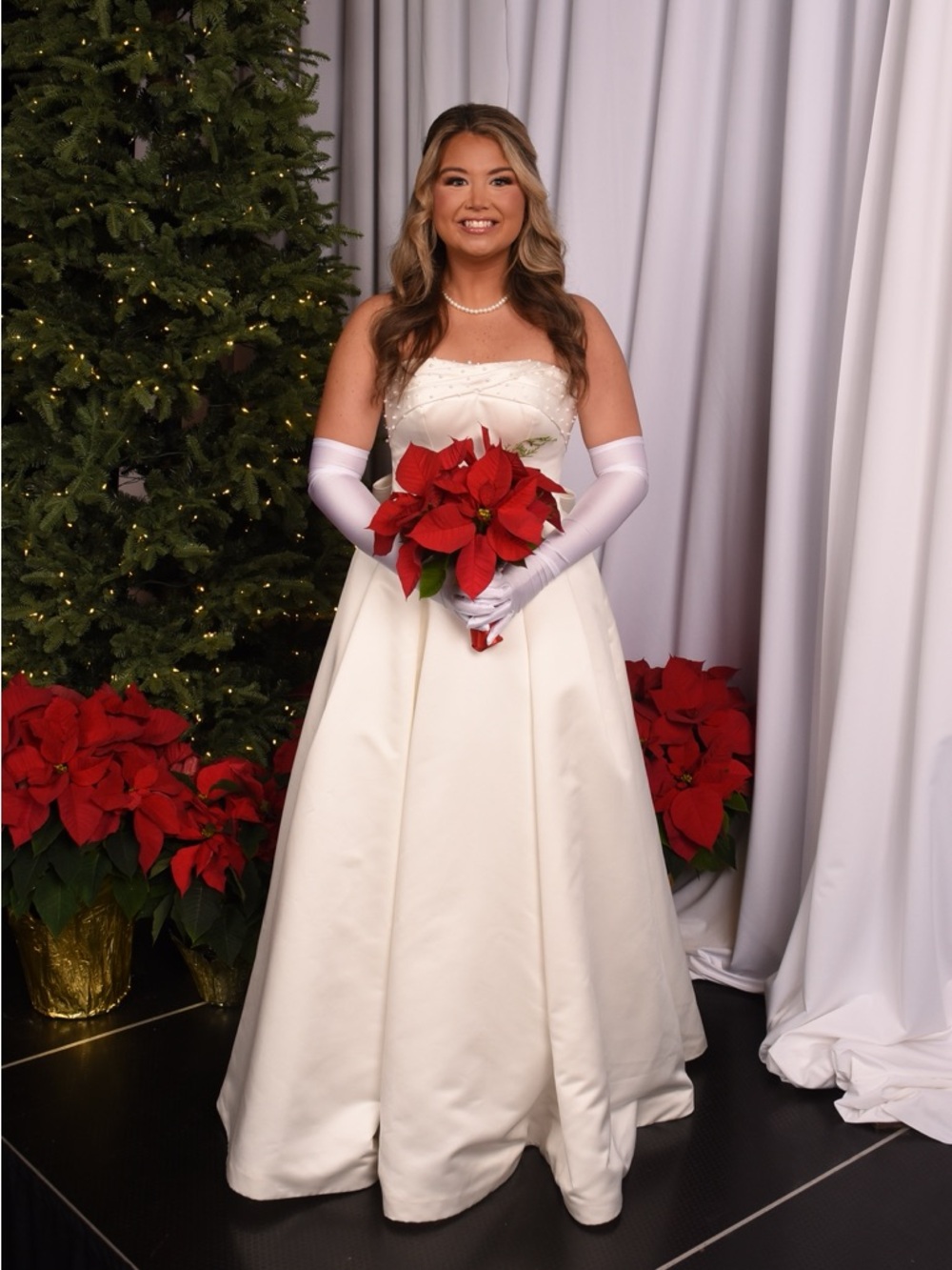 Stella York Strapless Princess Wedding Ball Gown Sz 10 with Bow on back